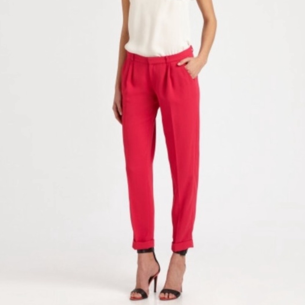 Joie Magenta pleated cuffed pants